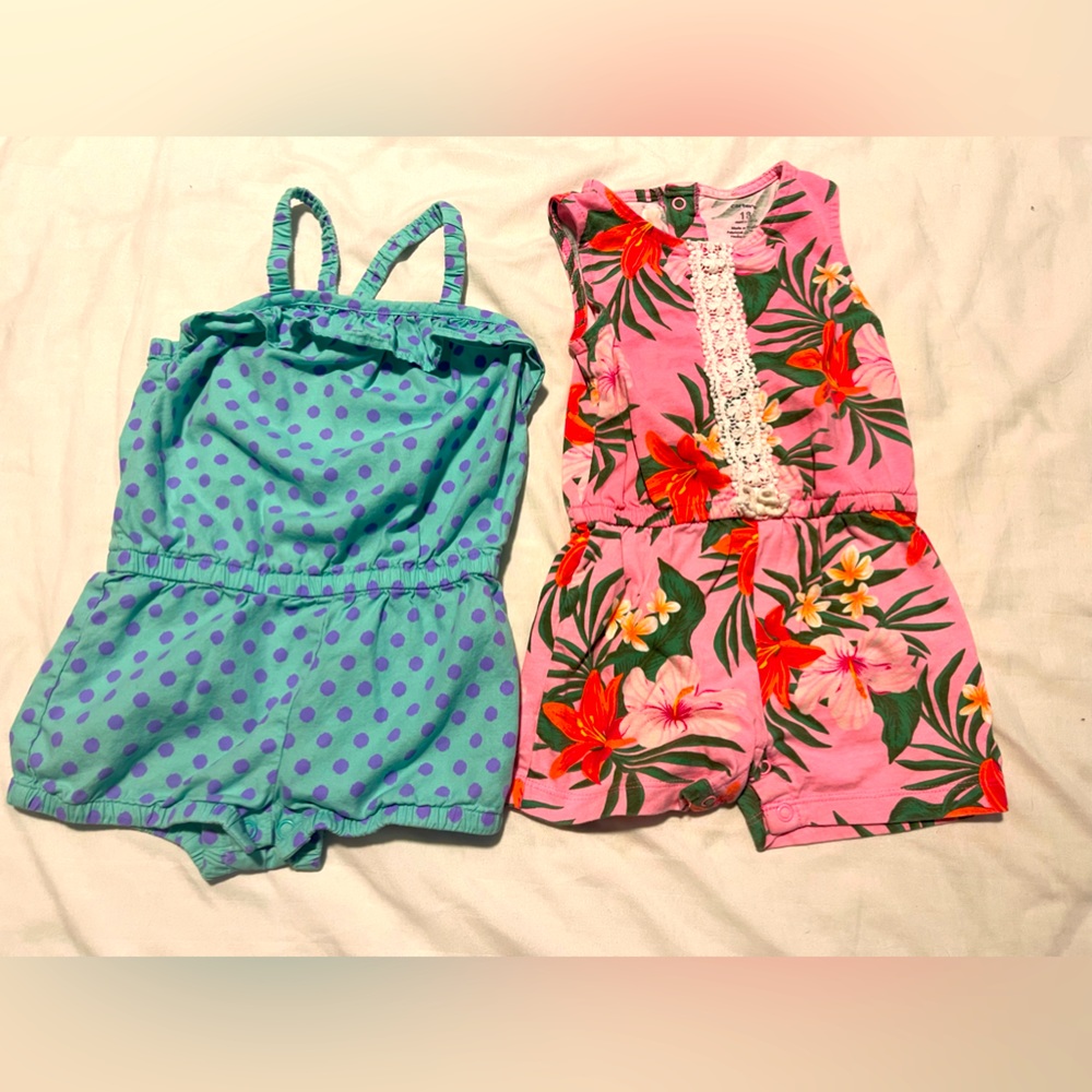 Blue Cherokee and Pink Cater’s cute onesies. 18 month